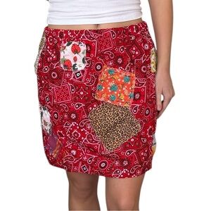 Auntie M One-of-a-Kind Handmade Patched Bandana Mini Skirt
